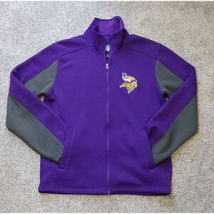 NFL Minnesota Vikings Knit Full Zip Sweater Fleece Jacket Sz Medium PURPLE GRAY